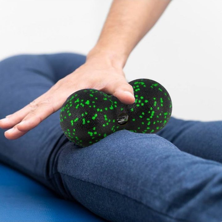 Масажний м'яч подвійний PowerPlay PP-4352 Epp foam peanut ball (d8*16cm.) Чорно/Зелений - Зображення 4