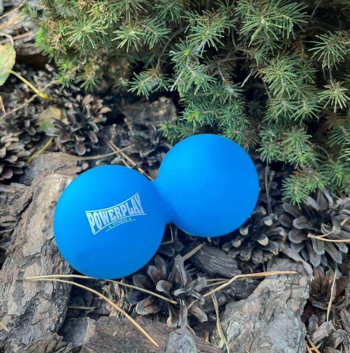 Масажний силіконовий подвійний м'яч PowerPlay PP-4355 Silicone Lacrosse Peanut Ball (6.3*12.6см.) Синій - Зображення 4