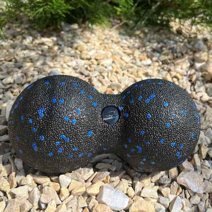 Масажний м'яч подвійний PowerPlay PP-4352 Epp foam peanut ball (d8*16cm.) Чорно/Синій - Зображення 5