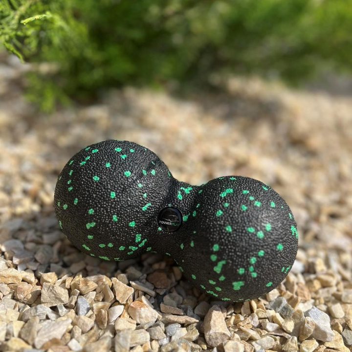 Масажний м'яч подвійний PowerPlay PP-4352 Epp foam peanut ball (d8*16cm.) Чорно/Зелений - Зображення 7
