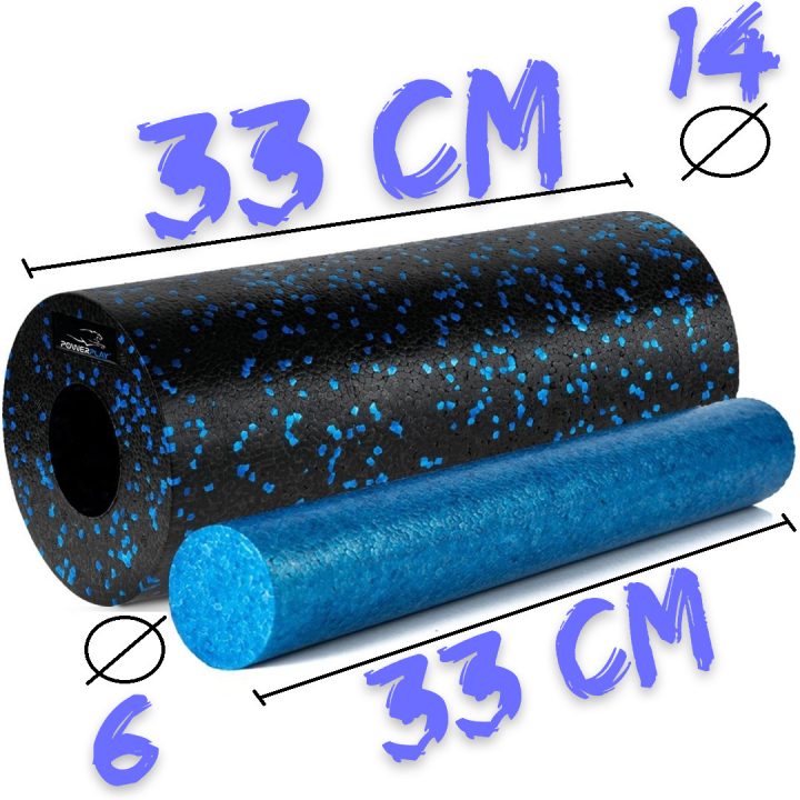 Масажний ролик (роллер) гладкий PowerPlay PP-4348 2 in 1 EPP Foam Roller Чорно/Синій (33x14см.) - Зображення 10