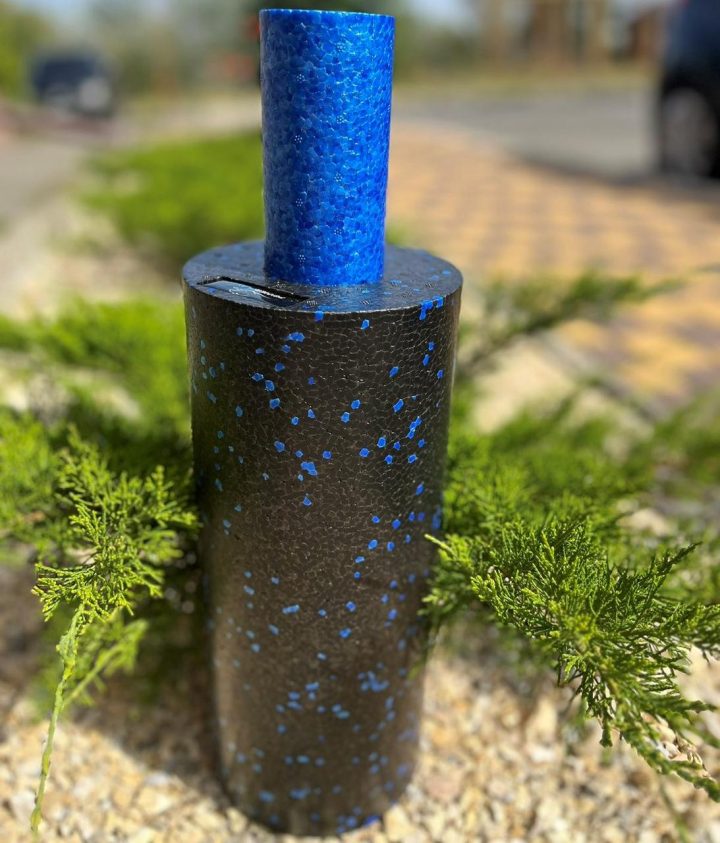 Масажний ролик (роллер) гладкий PowerPlay PP-4348 2 in 1 EPP Foam Roller Чорно/Синій (33x14см.) - Зображення 8