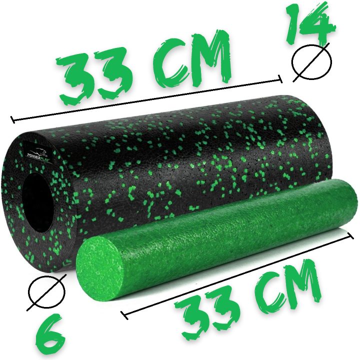 Масажний ролик (роллер) гладкий PowerPlay PP-4348 2 in 1 EPP Foam Roller Чорно/Зелений (33x14см.) - Зображення 10