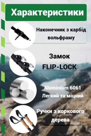 Трекінгові палиці PowerPlay 9110 Friluftsliv Black/White 80-135 см (пара) + 2-ві пари чобітків + чохол - Зображення 8