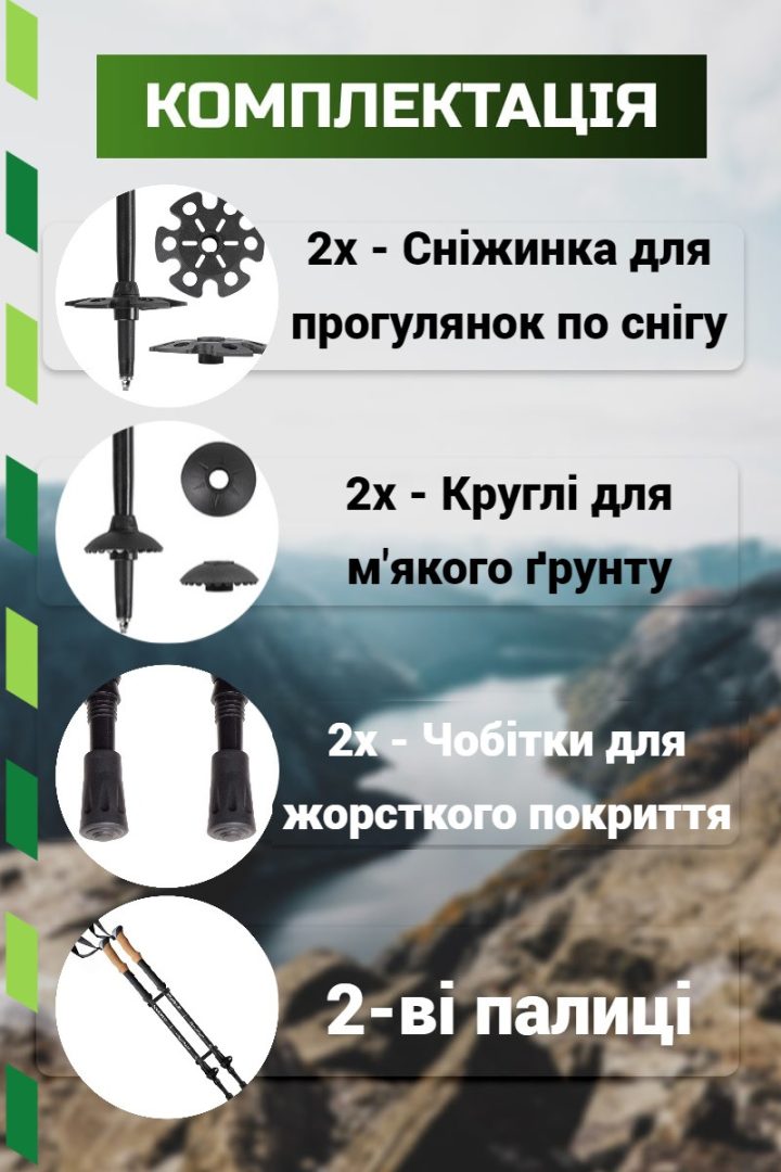 Трекінгові палиці PowerPlay 9107 Friluftsliv Black/White 80-135 см (пара) - Зображення 5