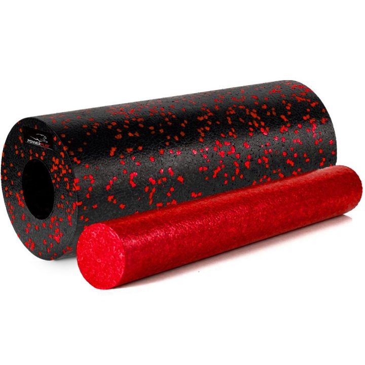 Масажний набір PowerPlay PP_4015 EPP Foam Roller Set 4in1 (2-ва роли + 2-ва м'ячі) Чорно-червоний - Зображення 2