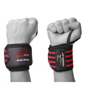 Кистьові бинти PowerPlay 3081 Gym WristT Wraps Чорно-Червоні - Зображення 1
