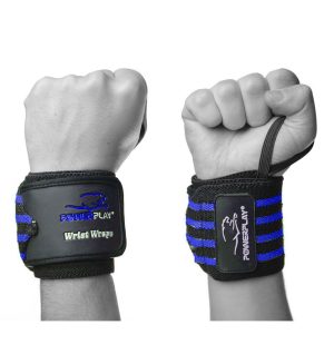 Кистьові бинти PowerPlay 3081 Gym WristT Wraps Чорно-Сині - Зображення 1