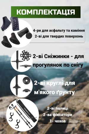 Трекінгові палиці PowerPlay 9110 Friluftsliv Black/White 80-135 см (пара) + 2-ві пари чобітків + чохол - Зображення 5