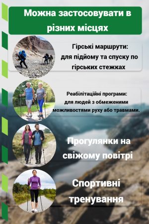 Палиці для скандинавської ходьби PowerPlay 9111 Lykke Green 80-135 см (пара)  + 2-ві пари чобітків + чохол - Зображення 7