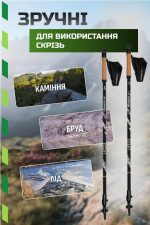 Палиці для скандинавської ходьби PowerPlay 9111 Lykke Black/White 80-135 см (пара)  + 2-ві пари чобітків + - Зображення 3