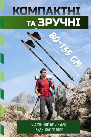 Палиці для скандинавської ходьби PowerPlay 9111 Lykke Black/White 80-135 см (пара)  + 2-ві пари чобітків + - Зображення 2