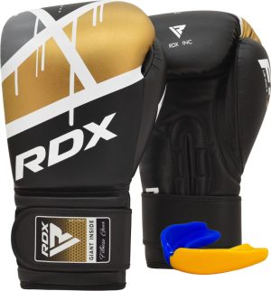 Боксерські рукавиці RDX F7 Ego Black Golden 10 унцій (капа в комплекті) - Зображення 1