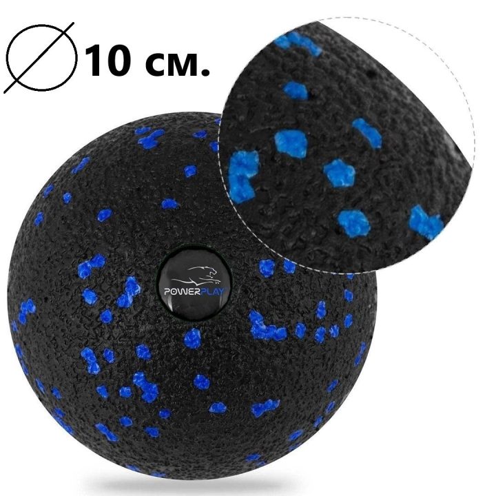 Набір для масажу та йоги PowerPlay PP_4093 EPP (3 м'ячики + валик масажер 15*5,3см.) Blue + резинка 7,5кг. - Зображення 8