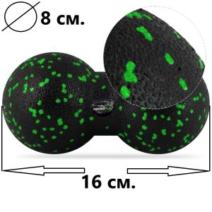Набір для масажу та йоги PowerPlay PP_4093 EPP (3 м'ячики + валик масажер 15*5,3см.) Green  + резинка 5,5 кг. - Зображення 7
