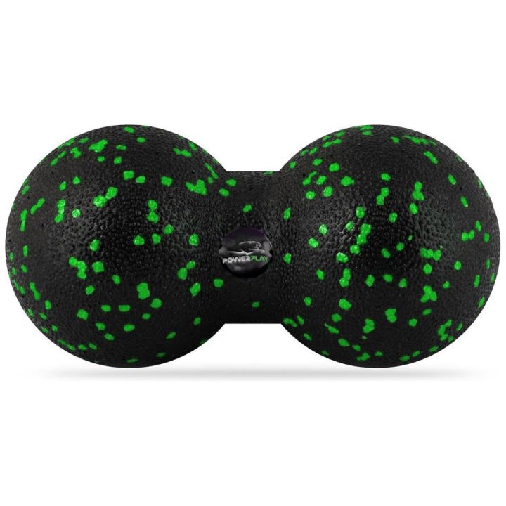 Набір для масажу та йоги PowerPlay PP_4091 EPP (2 м'ячики + валик масажер 15*5,3 см.) Green + резинка 5.5 кг. - Зображення 3