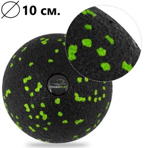 Набір для масажу та йоги PowerPlay PP_4093 EPP (3 м'ячики + валик масажер 15*5,3см.) Green  + резинка 5,5 кг. - Зображення 6