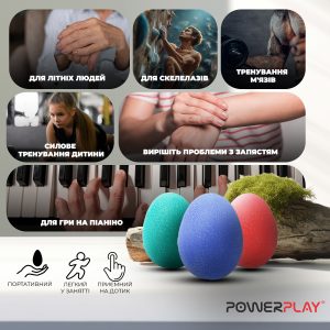 Набір силіконових еспандерів-яйце (тренажер для кисті) PowerPlay PP-4340 Power Grip Set (набір 3 шт.) - Зображення 7