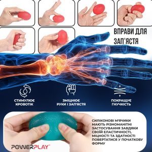 Набір силіконових еспандерів-яйце (тренажер для кисті) PowerPlay PP-4340 Power Grip Set (набір 3 шт.) - Зображення 8