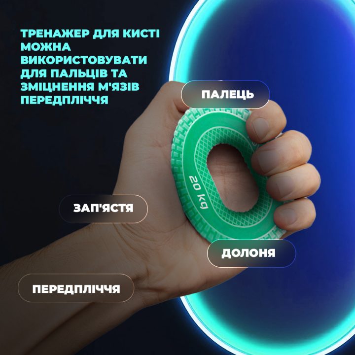 Еспандер кистьовий силіконовий PowerPlay PP-4333 Hand Grip Medium 20 кг. Зелений - Зображення 6