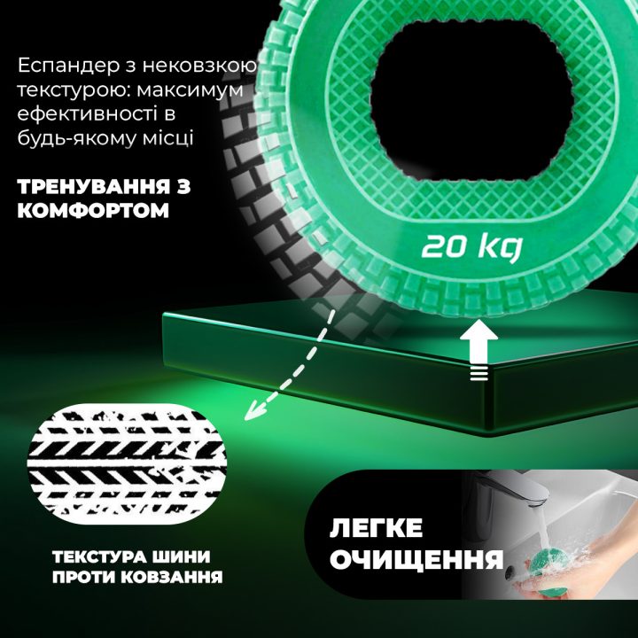 Еспандер кистьовий силіконовий PowerPlay PP-4333 Hand Grip Medium 20 кг. Зелений - Зображення 9
