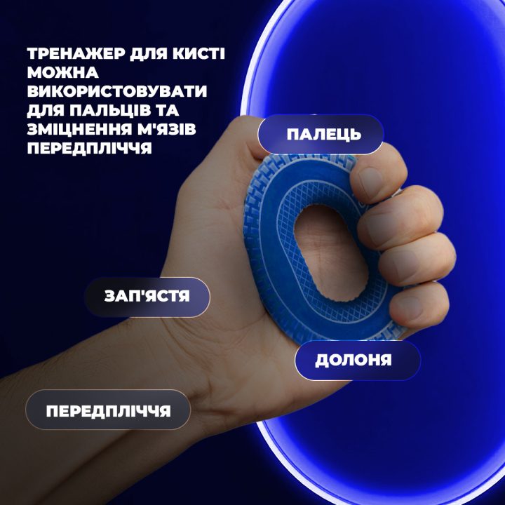 Еспандер кистьовий силіконовий PowerPlay PP-4333 Hand Grip Light 15 кг. Синій - Зображення 8