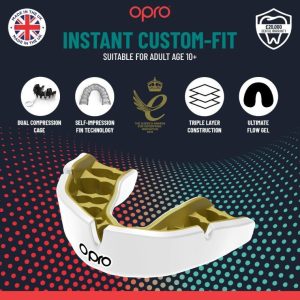 Капа OPRO Instant доросла (вік 11+) White/Gold (art.102520006) - Зображення 10