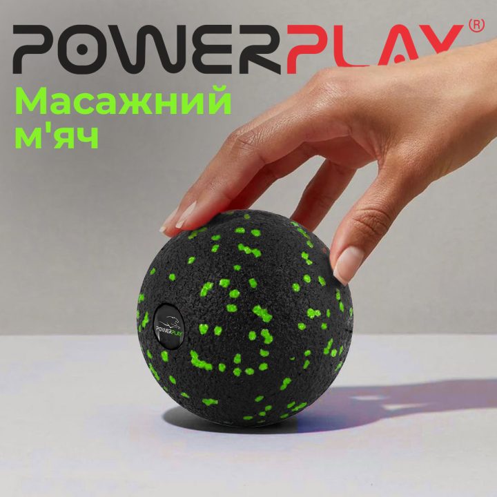 Масажний м'яч PowerPlay PP-4350 Epp Massage Ball (d8) Чорно/Зелений - Зображення 6