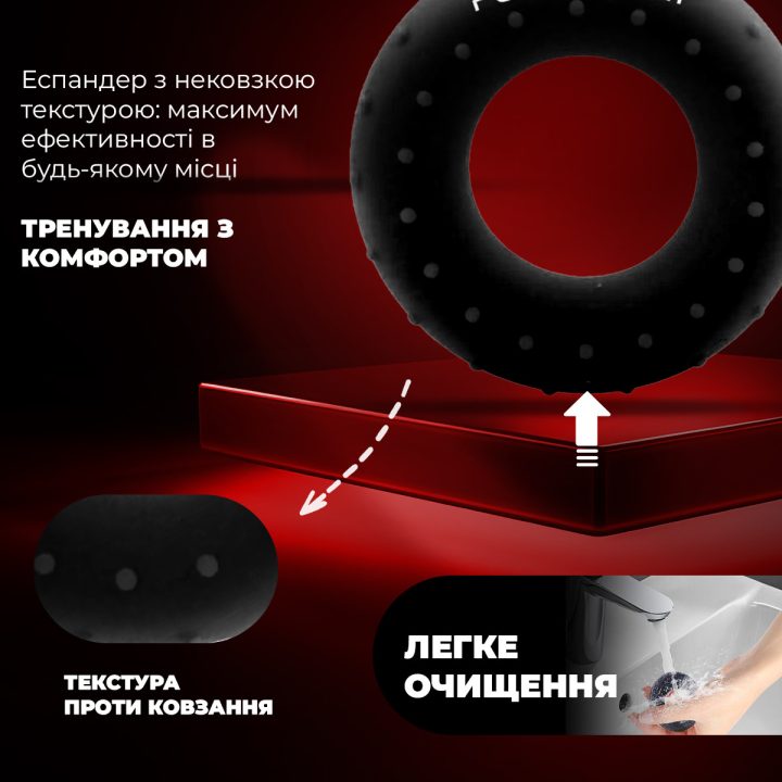 Еспандер кистьовий силіконовий PowerPlay PP-4338 Hand Grip Hard 30 кг. Чорний - Зображення 7
