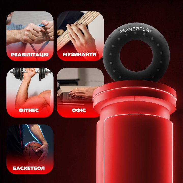 Еспандер кистьовий силіконовий PowerPlay PP-4338 Hand Grip Hard 30 кг. Чорний - Зображення 9