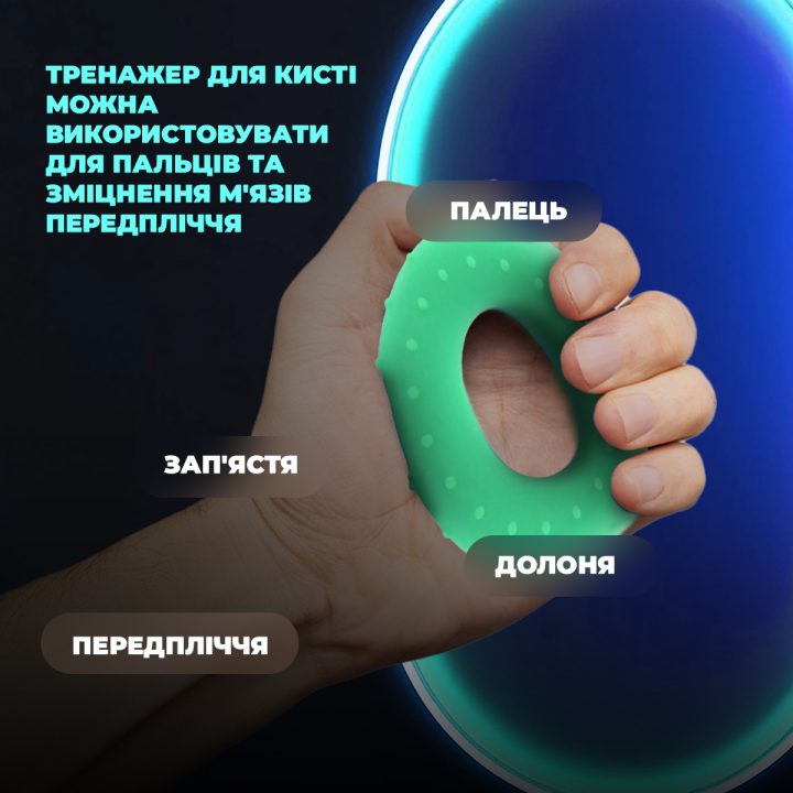 Еспандер кистьовий силіконовий PowerPlay PP-4338 Hand Grip Medium 20 кг. Зелений - Зображення 7