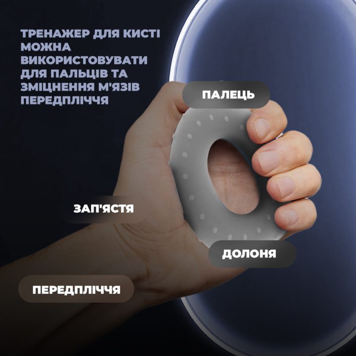 Еспандер кистьовий силіконовий PowerPlay PP-4338 Hand Grip Large 25 кг. Сірий - Зображення 7