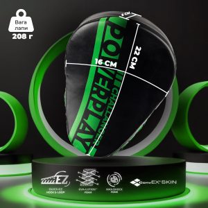 Лапи боксерські PowerPlay 3041 Чорно-Зелені PU [пара] - Зображення 9