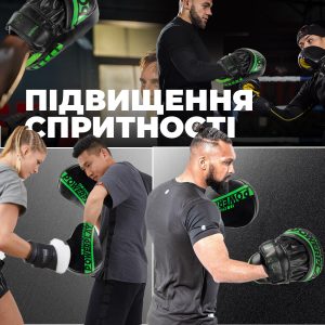 Лапи боксерські PowerPlay 3041 Чорно-Зелені PU [пара] - Зображення 10