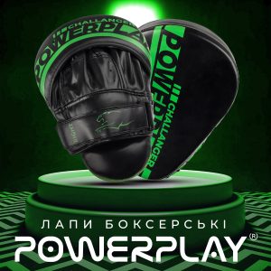 Лапи боксерські PowerPlay 3041 Чорно-Зелені PU [пара] - Зображення 7