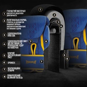 Боксерські рукавиці PowerPlay 3021 Ukraine Синьо-Жовті 12 унцій - Зображення 8