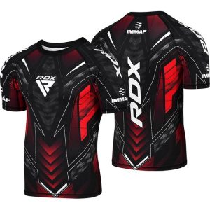 Рашгард RDX на короткий рукав, схвалена IMMAF, Чорно червона M - Зображення 3