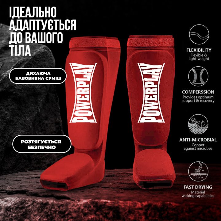 Захист гомілки і стопи PowerPlay 3054 Classic Shin Червоні M - Зображення 3