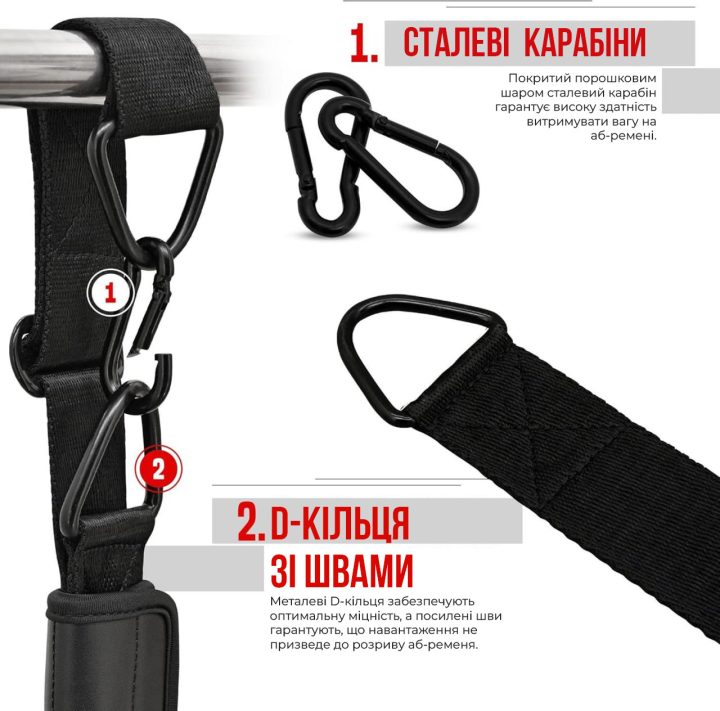 Петлі підвісні (петлі Береша) RDX F6 KARA Gym Workout Abs Straps Black/White - Зображення 7