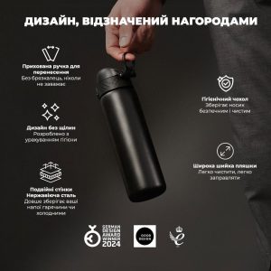 Пляшка для води металева вакуумна ION8 500 мл. Vacuum Insulated, Black - Зображення 4
