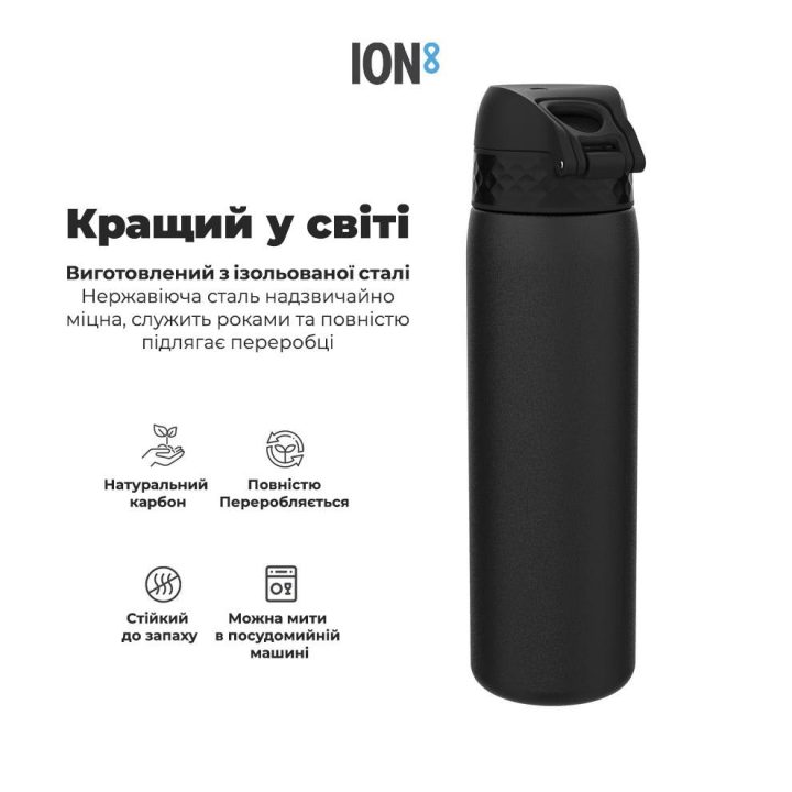 Пляшка для води металева вакуумна ION8 500 мл. Vacuum Insulated, Black - Зображення 6