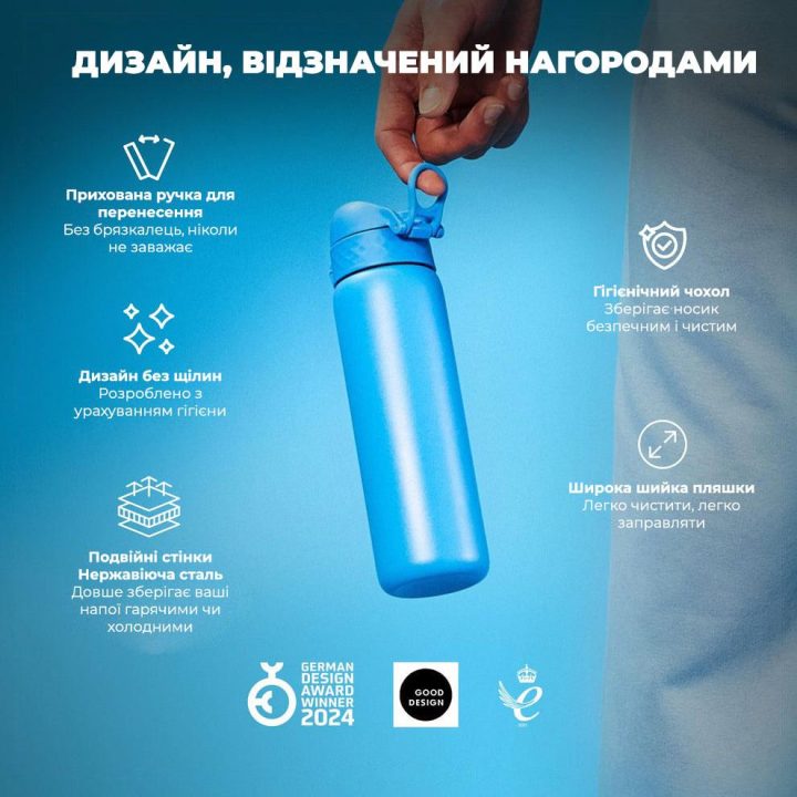 Пляшка для води металева вакуумна ION8 500 мл. Vacuum Insulated, Blue - Зображення 4