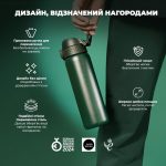 Пляшка для води металева вакуумна ION8 500 мл. Vacuum Insulated, Dark Green - Зображення 4