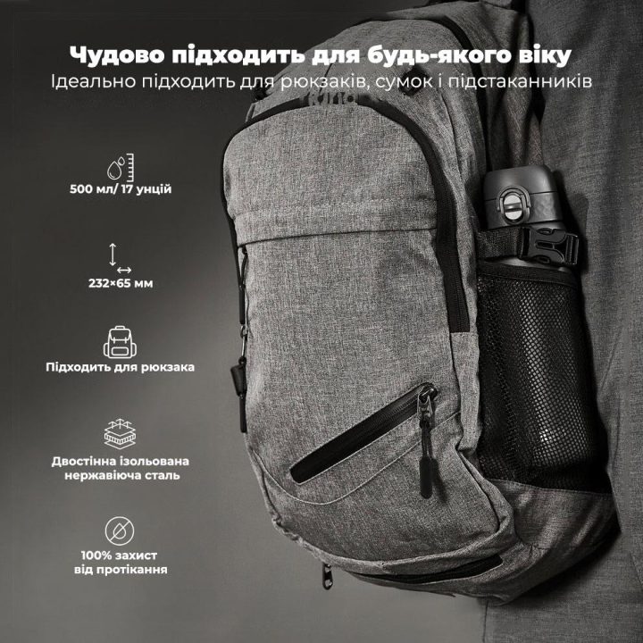 Пляшка для води металева вакуумна ION8 500 мл. Vacuum Insulated, Grey - Зображення 5