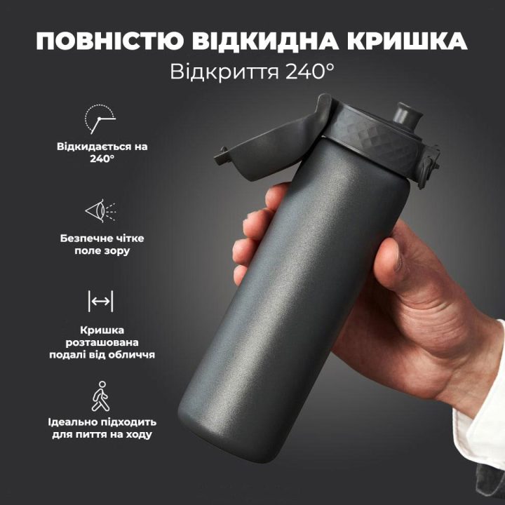 Пляшка для води металева вакуумна ION8 500 мл. Vacuum Insulated, Grey - Зображення 3