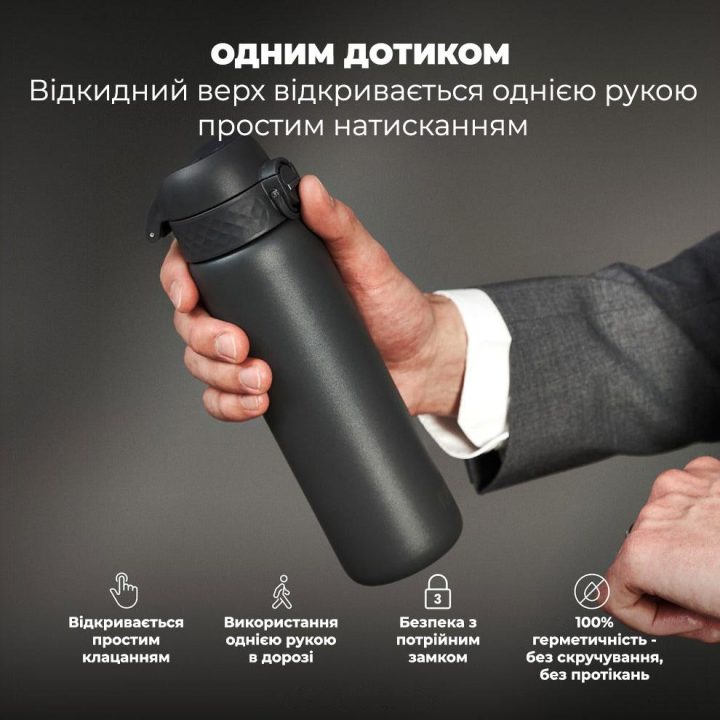 Пляшка для води металева вакуумна ION8 500 мл. Vacuum Insulated, Grey - Зображення 2