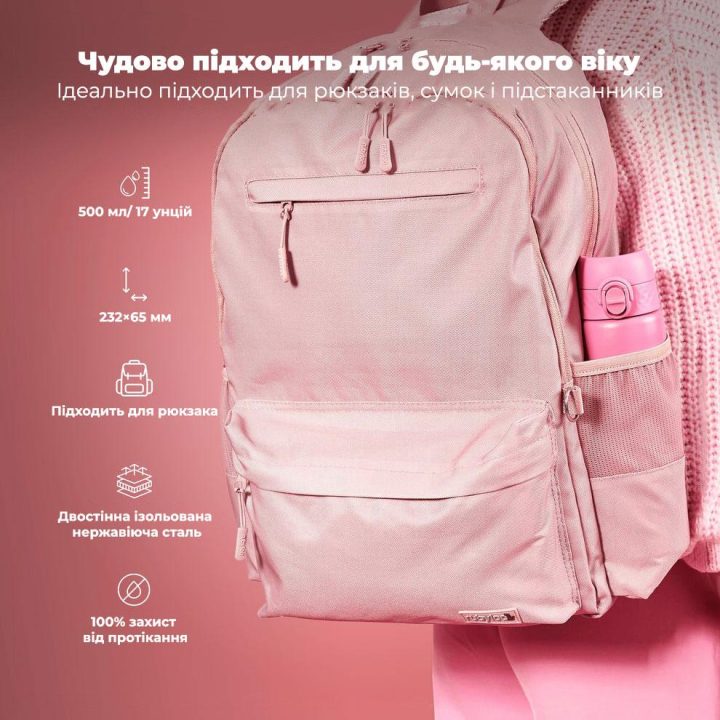 Пляшка для води металева вакуумна ION8 500 мл. Vacuum Insulated, Rose Bloom - Зображення 5