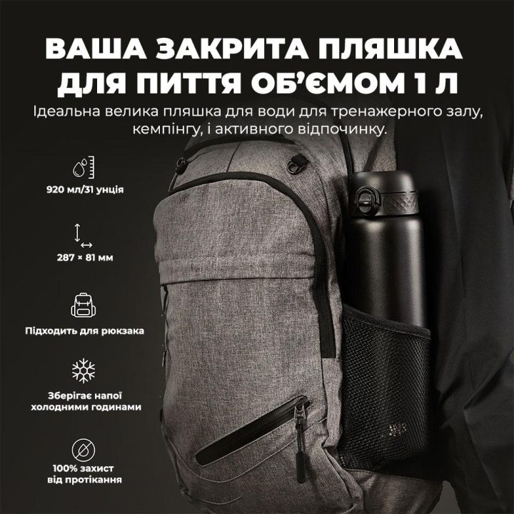 Пляшка для води металева вакуумна ION8 920 мл. Vacuum Insulated, Black - Зображення 5