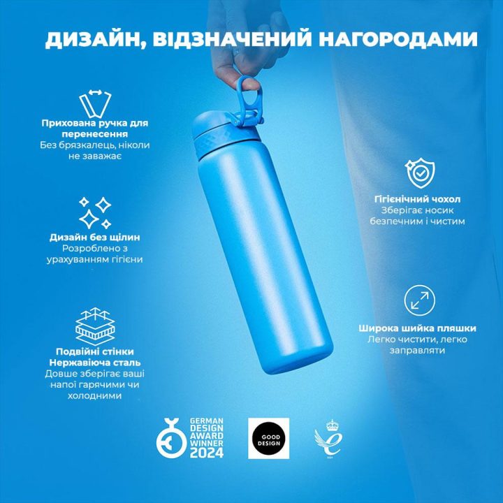 Пляшка для води металева вакуумна ION8 920 мл. Vacuum Insulated, Blue - Зображення 4