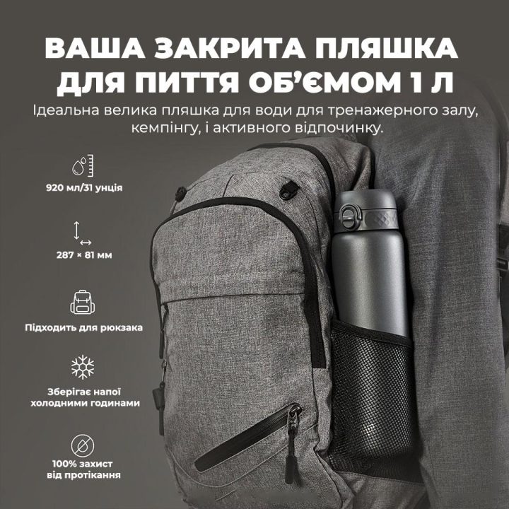 Пляшка для води металева вакуумна ION8 920 мл. Vacuum Insulated, Grey - Зображення 5